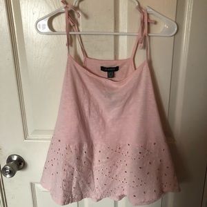 NWT pink eyelet peplum tank size 16